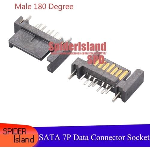 SATA7P Male Socket A type Single Row 180 Degree Straight Plug Double Harpoon Positioning SATA Connector For PCB Weld data cable