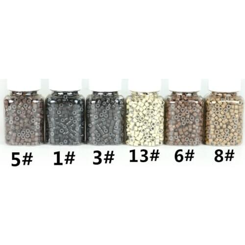 1000pcs SHUOHAN 5mm Silicone Micro Link Tube Ring for Wig Hair Extensions Lined Beads Salon Tools 6 Colors Beaded