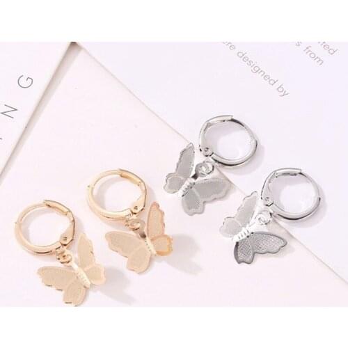 Cute DIY Butterfly Earrings For Women Insect dangle Earring Jewelry For Girls Kawaii Colorful Metal Earing Pendant Jewellry Gift