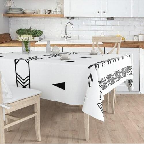 Tablecloth living room kitchen white black ethnic patterned micro fabric cover runner pattern Free Shipping