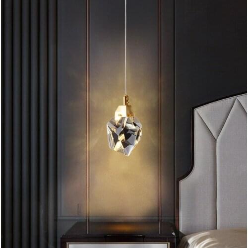 Light luxury copper bedside chandelier living room sofa background wall bedroom balcony bay window chandelier