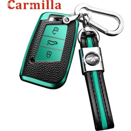 TPU Leather Car Smart Key Cover for Volkswagen VW Passat B8 for Skoda Superb Kodiaq A7 Keychain Remote Fob Protector Case