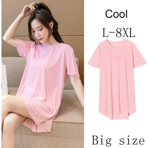 Womens summer shorts Ice Silk Jumpsuit Nightdress Female Large Size Summer Thin Large Size L-8XL Short-Sleeved Home Service