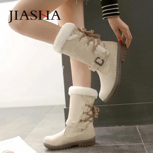Women Snow Boots Ladies Shoes 2021 Fashion Lace Up Women Boots Buckle Winter Boots Women Shoes Round Toe Warm plush Shoes Woman