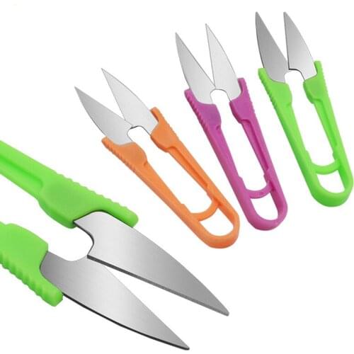 1Pcs U-shaped Mini Scissors For Fishing Sewing Scissors Nippers Fish Use Scissors Fishing line cutter tools Random Color B126