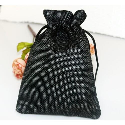 10pcs 15x20cm Natural Jute Bag Large Black Gift Bag Incense Storage Linen Bag Favor Charm Jewelry Packaging Bags
