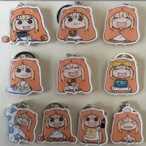 10pcs/set OTAKU Girls Himouto! Umaru-chan Doma Umaru Cloak Anime Umaru chan Doma Umaru Beloved Cola Potato Keychain Keyring