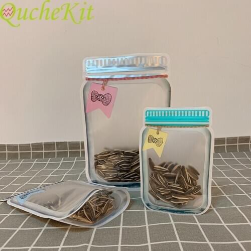 10pcs Snowflake Mason Bags Beautiful Mason Jar Bottle Plastic Zipper Bag Kitchen Seal Fresh Food Storage Bags Container Reusable