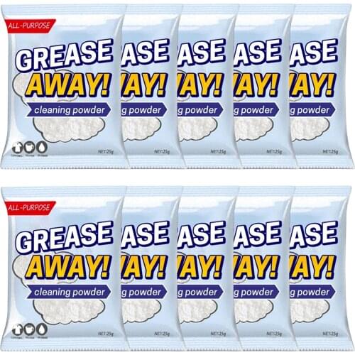 10 Packs GreaseAway Cleaning Powder Stain Remover Degreaser Remove Grease, Dirt And Stubborn Stains Kitchen Powder Cleaner