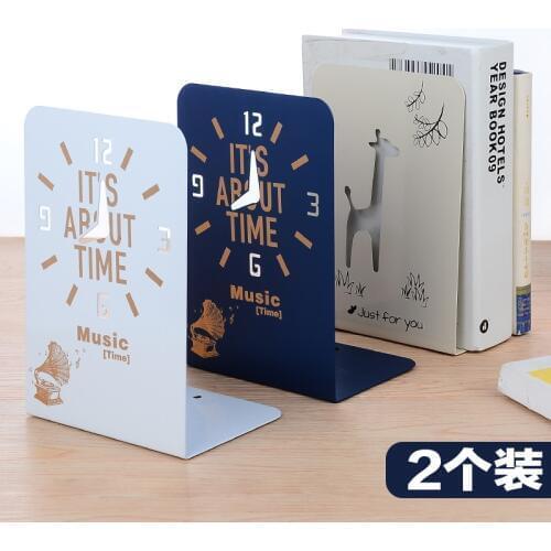 New 2 pcs/set Cute Cartoon Fashion Style Bookshelf Large Metal Bookend Desk Holder Stand for Books Organizer Gift Stationery