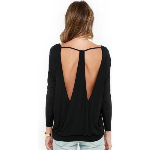 2017 Fashion Maternity sexy Long Sleeve Blouse Stretchy Loose Tops Backless Knit T Shirt Sexy V Neck Sports Tee