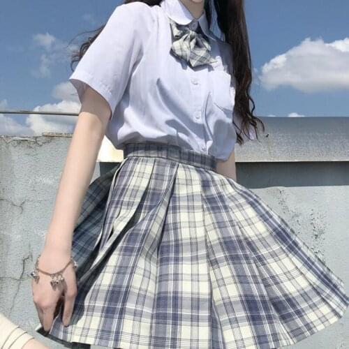 2021 Summer New Style Japanese Cute Sweet Girl Mini Skirt Mesh Uniform High Waist Stitching Student Pleated Skirt