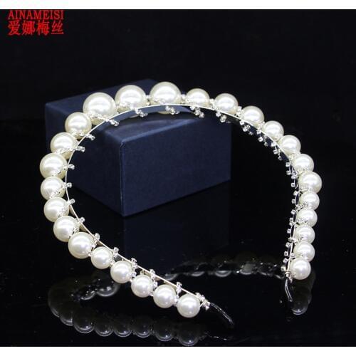 AINAMEISI Fashion Pearls Hairbands Elegant Headband Women Party Tiara Headwear Cute Hair Hoop for Girls Hair Accessories