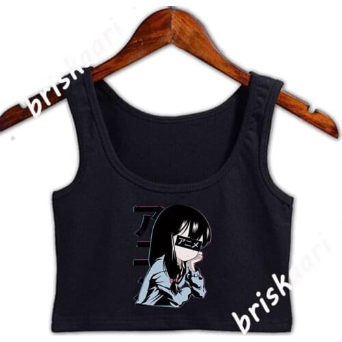 Anime Schoolgirl Crop Top Women Funny Casual Famous Create Pattern Round Collar Women Spring Tank Top Vest