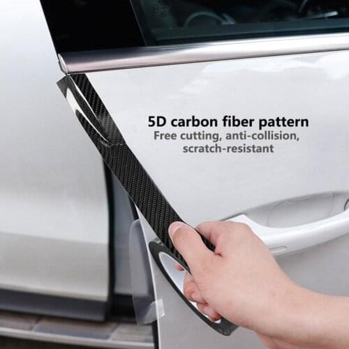Car Carbon Fiber Sticker Anti-scratch Protection Strip Car Door Sill Protector Bumper Protector Automotive Wrap Film Anti-Collis