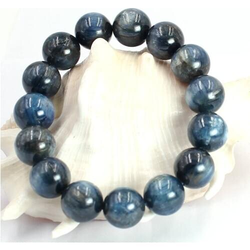 Free Shipping 7 8 9 10 12 14mm Dark Blue Natural Genuine Gems Stone Adjustable Kyanite Bracelet 7.5inch