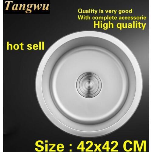Free shipping Household high quality balcony kitchen circular tank sink food-grade 304 stainless steel vogue hot sell 420x420 MM