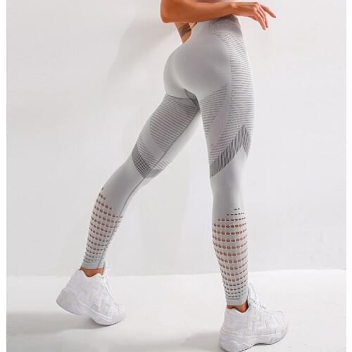 Seamless Quick-drying Gym Leggings High Waist Fitness Women Tights Workout Running Activewear Yoga Pants Hollow Trainning Wear