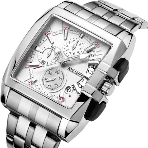 MEGIR Mens New Business Quartz Square Watches Fashion Luxury Brand Chronograph Men Wristwatches Hot Hour Male Date Clock 2021