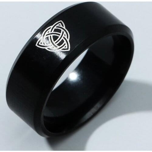 8mm Black Titanium Skull Celtic knot Ring For Men and Women
