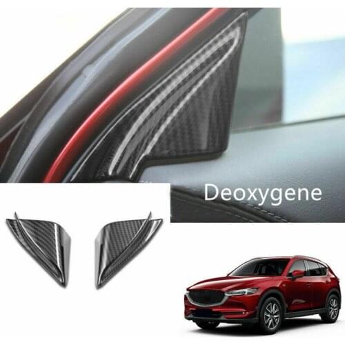 Deoxygene 2Pcs Carbon Fiber Look Front A-Pillar Triple-cornered Cover Trim for Mazda CX-5 CX5 2018-19