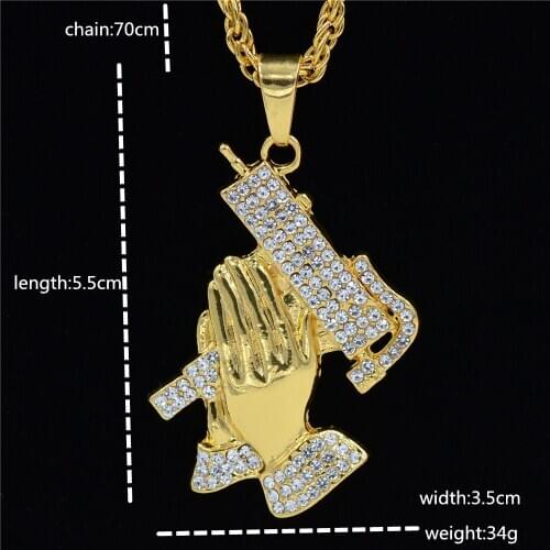 Hand Of Prayer Pendant Hip Hop Hip Hop Hip Hop Two Hand Gun Necklace Pendant Necklace Hip Hop Necklace Pendant Hip Hop