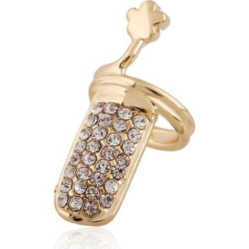 European Fashion Resizable Creative Full Rhinestone Plum blossom Alloy Finger Rings