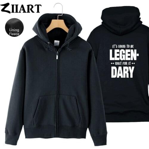 Himym black white letters its going to be legendary wait for it Man Full Zip Autumn Winter Fleece Hooded Coat Jackets ZIIART