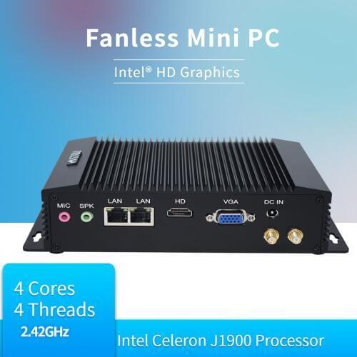 HYSTOU 6*RS232 X86 Embedded VGA Quad Core Pfsense Firewall 2 LAN J1900 with Sim Card Slot Serial Parallel Port Mini PC