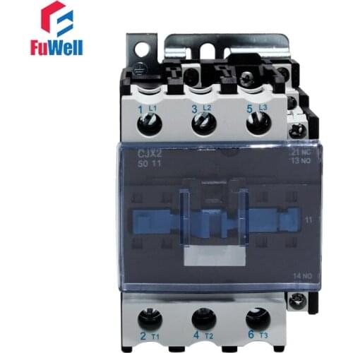 CJX2-5011 50A AC Contactor NO NC Coil Voltage Contactor 24V 36V 110V 220V 380V Normal Open Closed Alternating Current Contactor