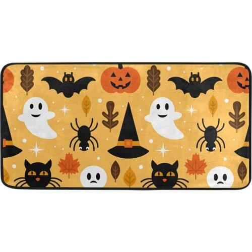 Pumpkin Bat Ghost Entrance Doormat Halloween Home Hallway Non-slip Floor Mat Rug Carpet For Living Room Bedroom Kitchen Dector