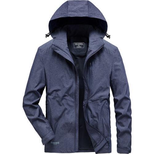Summer Autumn Mens Coat Outdoor Camping Trekking Climbing Travel Riding Sport Business Casual Hooded Top Large Size Jacket Cool