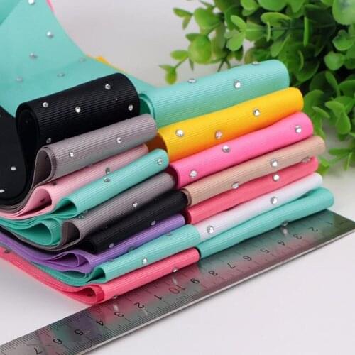 Solid color 75mm grosgrain ribbon Diamond printed grosgrain ribbon 75mm diy rhinestones Hair Bow materials Hair Accessories band