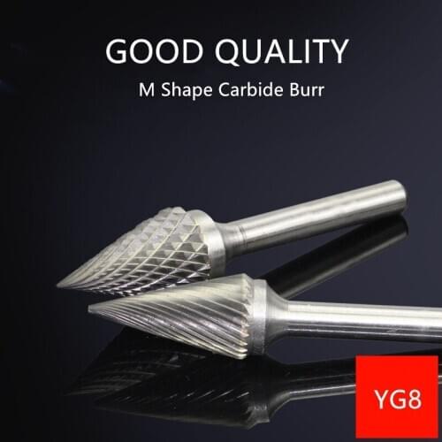 M Style 14 Degree Pointed Cone Shape Tungsten Carbide Burr File with 6mm Shank dia For Wood Grinding Tool