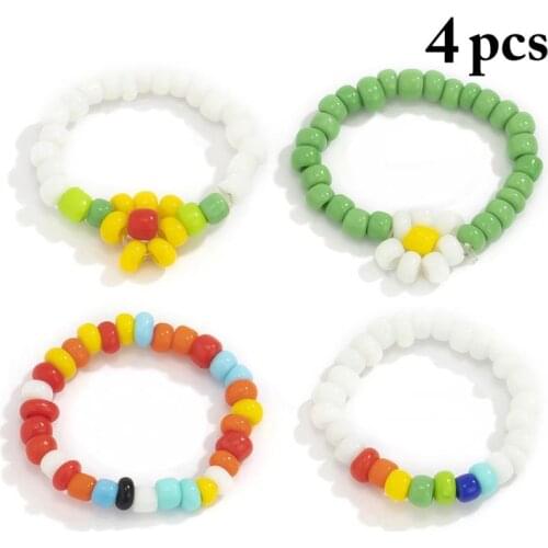 4pcs Fashion Women Rings Bead Bohemian Style Finger Rings Knuckle Rings For Women Girls Jewelry Accessories Party Dress Up