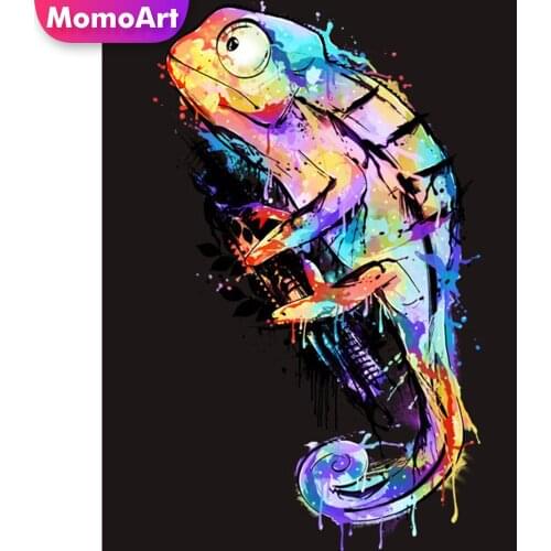 MomoArt DIY Diamond Painting Chameleon Colorful Animal New Arrival Diamond Mosaic Full Drill Square Embroidery Decor For Home