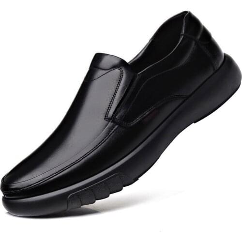 2021 Mens Genuine Leather Shoes 38-47 Head Leather Soft Anti-slip Rubber Loafers Shoes Man Casual Real Leather Shoes