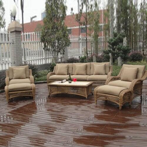 6-pcs half round rattan sofa set Pastoralism Home Indoor / Outdoor Rattan Sofa For Living Room
