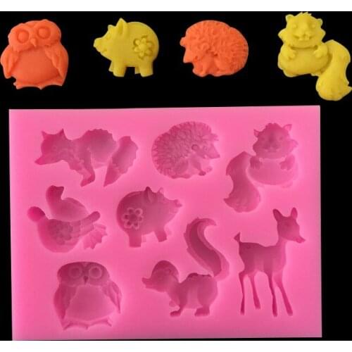 New forest animals set silicone fondant cake mold baking tools 15-24