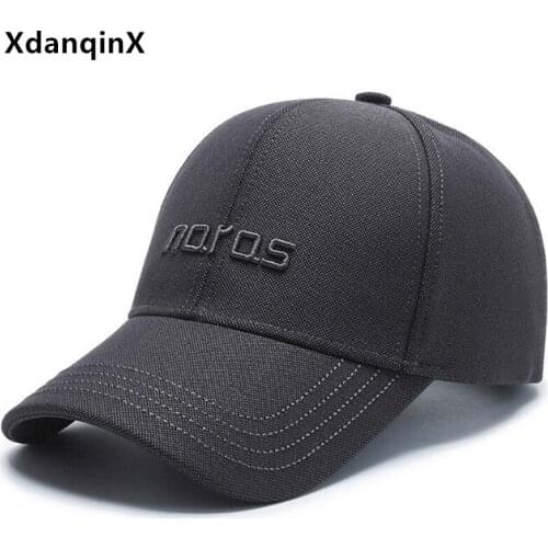 XdanqinX New Cotton Baseball Cap Mens Cap Simple Casual Sports Cap Snapback Cap Male Bone Adjustable Size Letter Black Cap