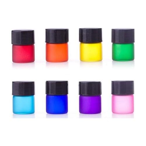New Colorful 500PCS/lot 1ML 1/4 Dram Frosted Mini Perfume Glass Bottle, 1CC Sample Vial, Small Essential Oil Bottle