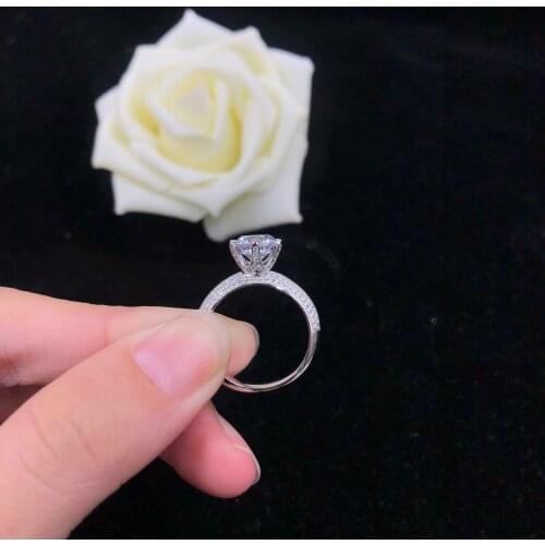 Splendid Test Positive 1.5Ct 7.5mm D Color VVS1 Moissanite Engagement Ring AU750 18K White Gold Ring Anniversary Diamond Jewelry