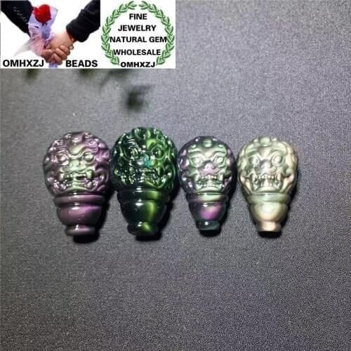 OMHXZJ Wholesale ZB471 Fashion DIY Jewelry Making Tibet Guru Bracelet Necklace Joint Natural Stone Fine Obsidian 3 Holes Beads