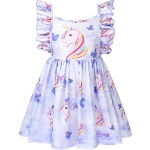 Girls Dress Ruffled Shoulder Backless Suspender Princess Party Dress 2021 Summer New Fashion Cartoon Kids Childrens Clothing