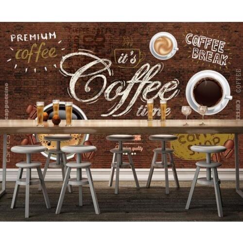 Custom food shop wallpaper,Coffee and brick,3D retro murals for the cafe restaurant hotel background wall PVC wallpaper