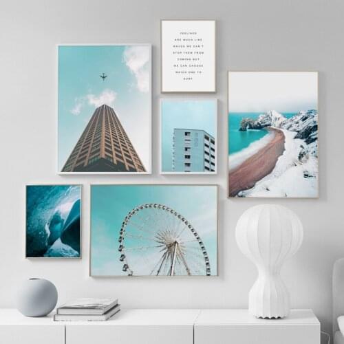 Seascape Ferris Wheel Edifice Poster Wall Art Canvas Painting Nordic Modular Pictures for Living Room Scandinavian Home Decor