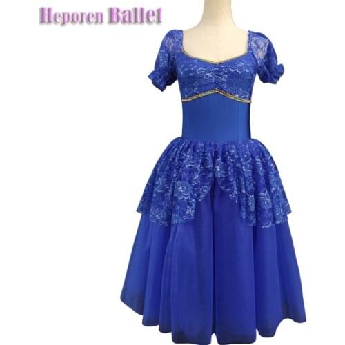 Professional Girl Customized Royal Blue Ballet Dresses,Pure Color Fluffy Long Gauze Skirt Dancing Costume