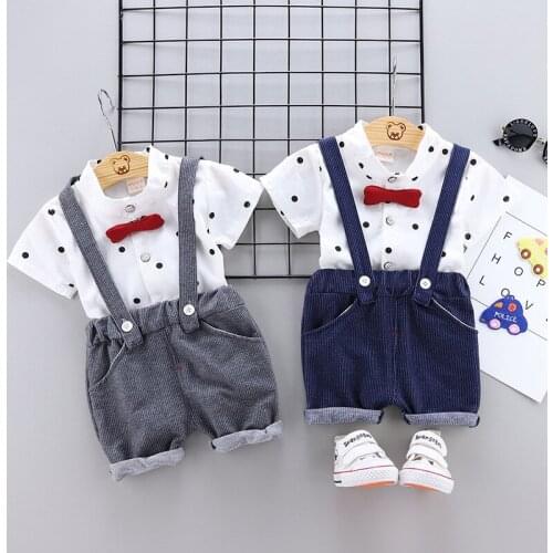 Toddler Baby Boys Shirt+Suspender Shorts 2PCS Summer Kids New Costume Gentleman Suits Outfit Clothes Fashion 1 2 3 4 Years