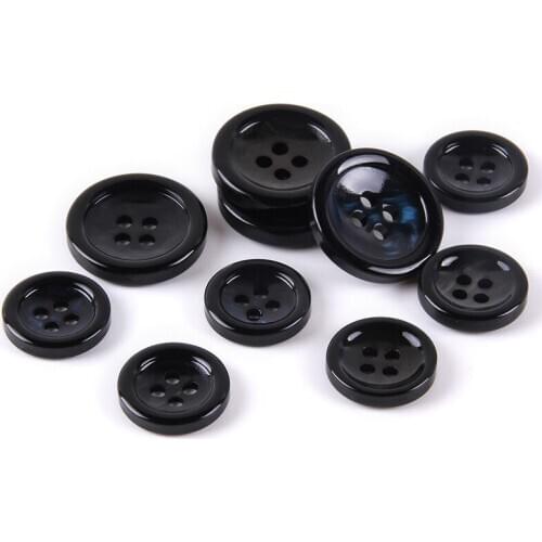 Handmade Diy 12-20mm Resin 4 Holes Black Gray Pattern Wool Coat Flatback Sewing Clothing Decorative Buttons 100pc/lot