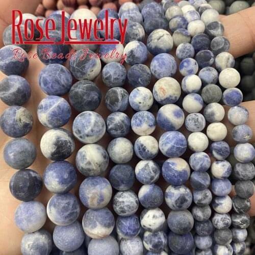 Dull Polish Matte Blue Sodalite Stone Beads Natural Round Beads For Jewelry Making DIY Bracelet Accessories 15" 4/6/8/10/12 mm